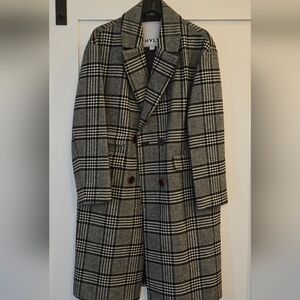 Stylish Black and White Plaid Coat